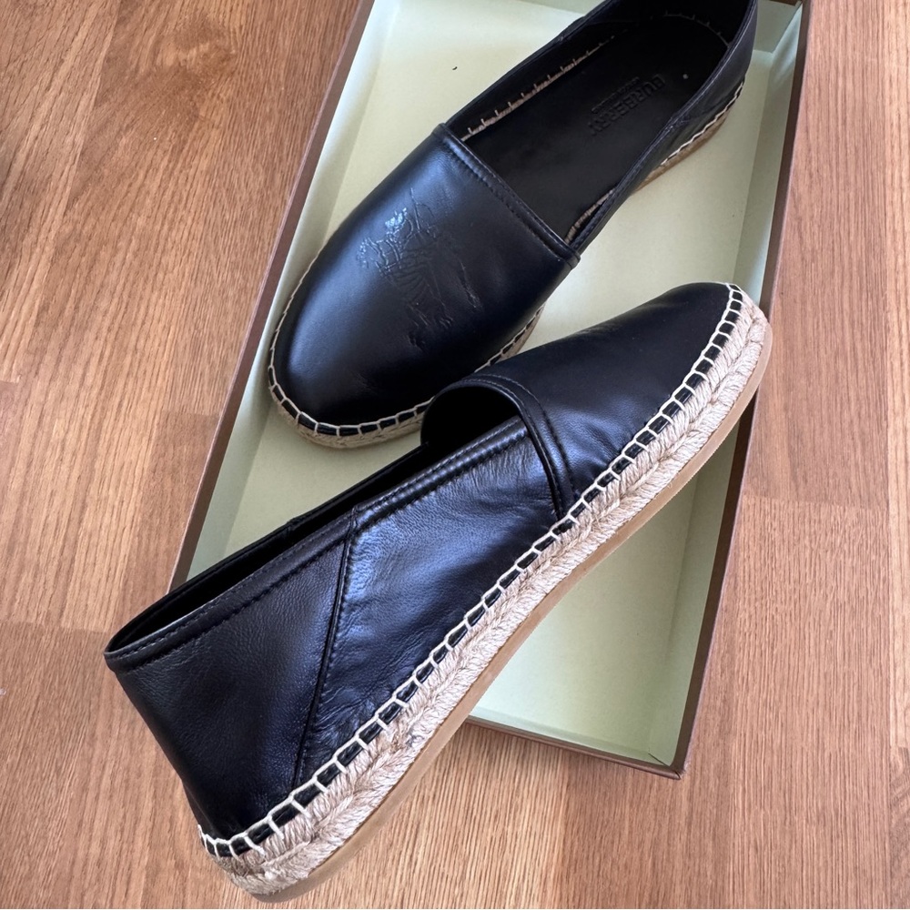 BURBERRY Men’s Leather EKD Motif Espadrille Black Size 41 - Picture 4 of 14